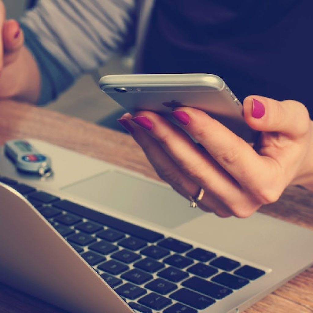 female user engaged with website